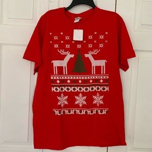 NWT Christmas Patterned Red Top